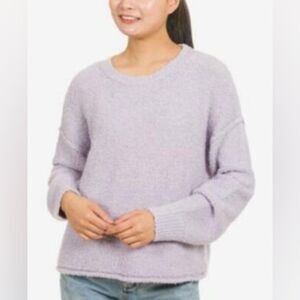 HIPPIE ROSE Juniors' Boxy Boucle Sweater In lavender size xs EUC